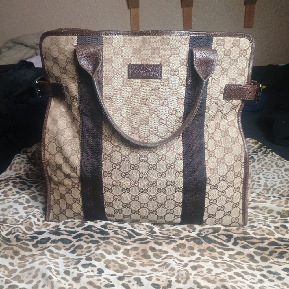 SALE SALE SALE Gucci Brown Monogram UNISEX Travel Bag